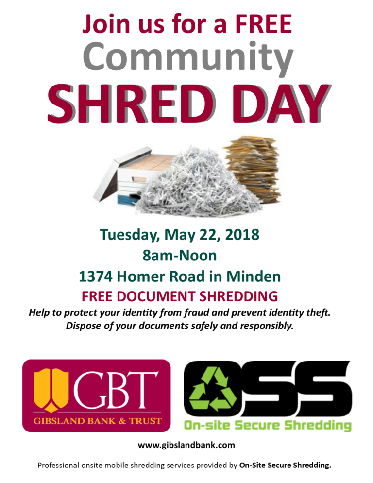 GBT Community Shred Day Greater Minden Chamber